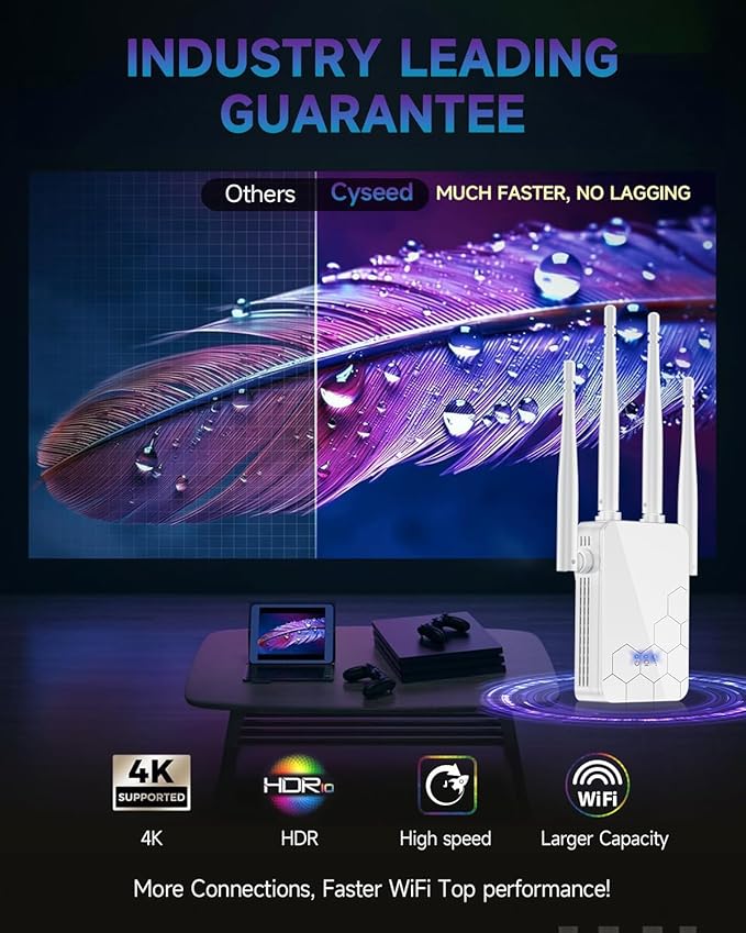 2025 WiFi Extender Internet Booster, 10000 Sq.ft Long Range Repeater Wireless Routers Amplifier, Mesh Wi-Fi 80% Faster | Broader Than Ever, Support More Network Devices at Home, 1-Tap Setup