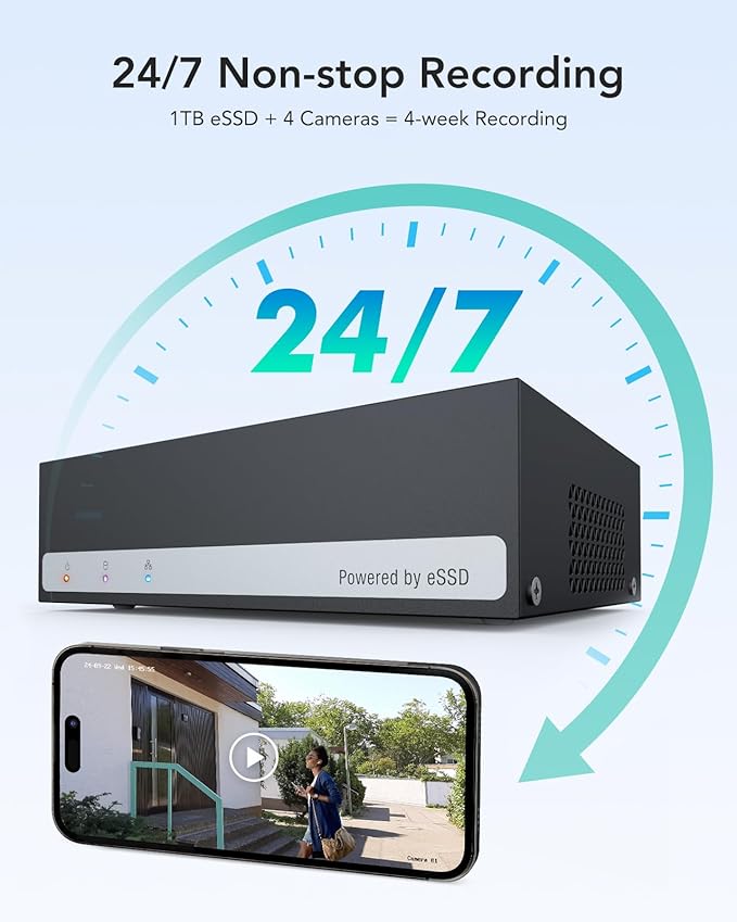 ANNKE 8CH 3K Lite Digital Video Recorder with 1TB Embedded SSD Solid State Hard Drive, 24/7 Recording with 8 Channel, AI Human/Vehicle Detection, H.265 5-in-1 Security DVR, Hardware Encryption
