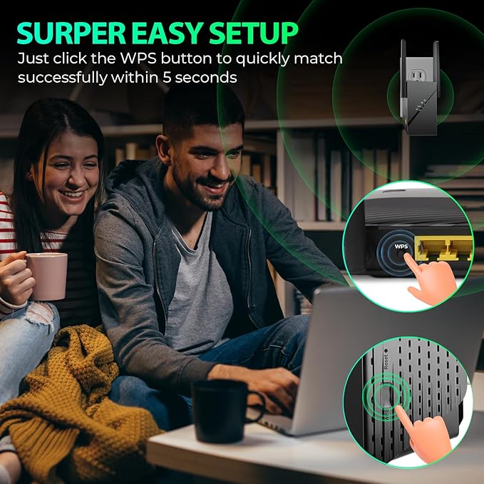 2025 WiFi 6 Extender Internet Booster for Home, Longest Range up to 18k sq. ft, 3Gbps Dual Band Faster Speed Access Point, Wireless Internet Repeater with Gigabit Ethernet Port, Mesh WiFi, 1-Tap Setup