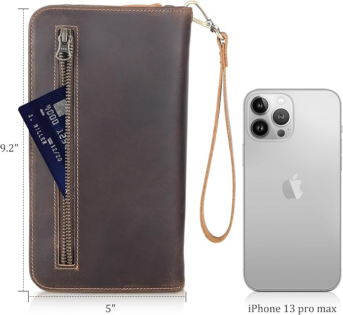 Polare Full Grain Leather Family Travel Passport Wallet and Documents Organizer RFID Blocking Case Holder Fits 6 Passports for Men and Women