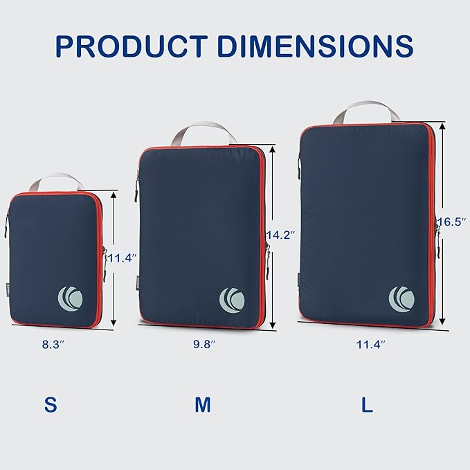Cipway Compression Packing Cubes, Ultralight Luggage Organizer Bags, Travel Essentials for Carry on Suitcase (3 Piece,Blue)