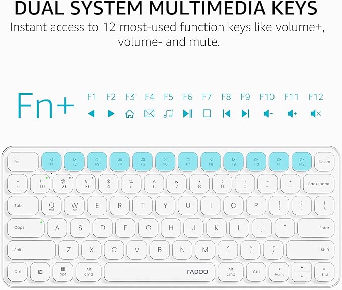 Rapoo 9010M Multi-Device Keyboard and Mouse Combo, 2.4GHz/Bluetooth 5.0/4.0 Wireless Keyboard & Mouse Set for Windows/Mac/Linux/Chrome, Support 4 Devices, Low-Profile Silent Click, Battery Powered