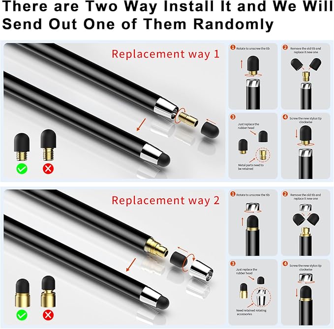 10 PCS Stylus,Stylus Pen for Touchscreen,Stylus 2-in-1 High Sensitivity & Precision Suitable for Touch Screens of iPhone/ipad/Android Tablets(10 Stylus Pen Rose Gold/Black + 20 Tips)