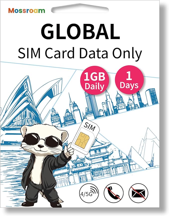 Global SIM Card – Prepaid Data Plan | 1GB Daily Data,1 Day | High-Speed 4/5G LTE Internet | No Roaming Fees | Works in Multiple Countries