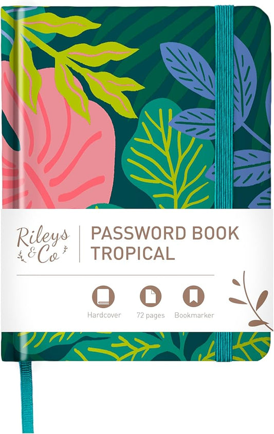 Rileys & Co. Tropical Paradise Compact Password Book - Alphabetically Tabbed, Handy Password Keeper, Perfect for Seniors, Safe Notebook for Internet Logins, Websites, Usernames (6 x 5 Inches)