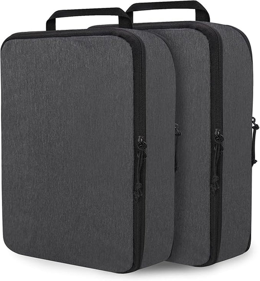 Extra Large Compression Packing Cubes for Travel Essentials, 2 Set Expandable Travel Cubes for Packing Compression Bags Luggage Suitcase Organizer, Black
