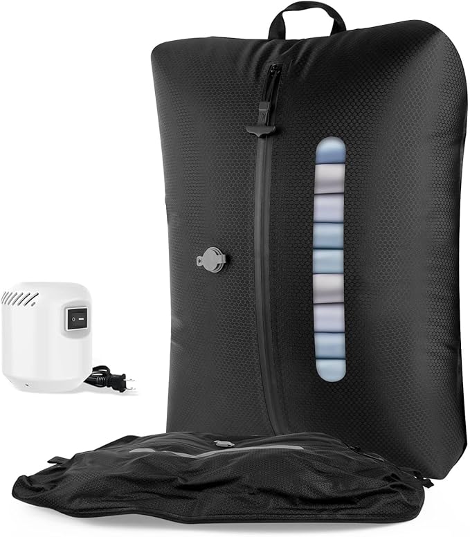 2025 Vacuum Bags for Travel with See-Through Window & 5KPa Pump Space Saver Vacuum Seal Bags for Clothing Travel IP67 Reusable Packing Organizers for Luggage, Backpack, Suitcase Black 1PC+Pump