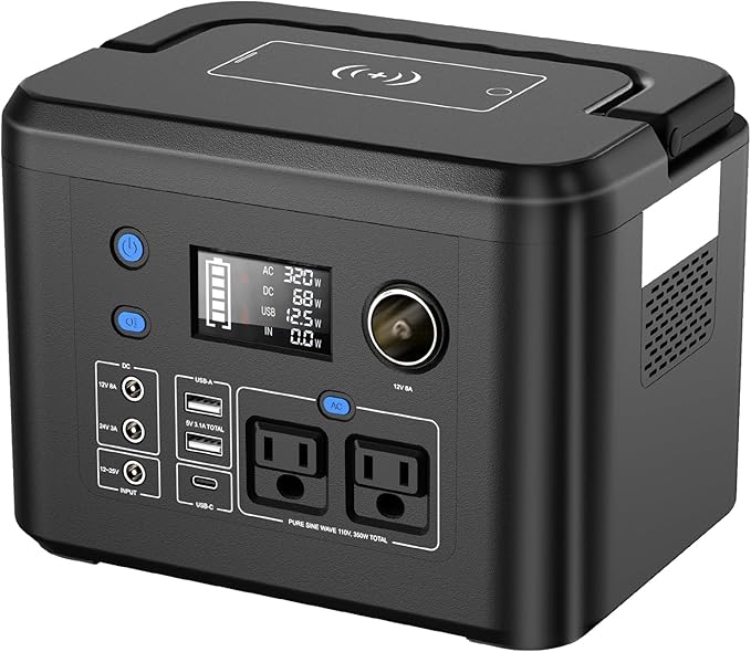 Portable Power Station 350W, Powkey 260Wh/70,000mAh Backup Lithium Battery, 110V Pure Sine Wave Power Bank with 2 AC Outlets, Portable Generator for Outdoors Camping Travel Hunting Emergency