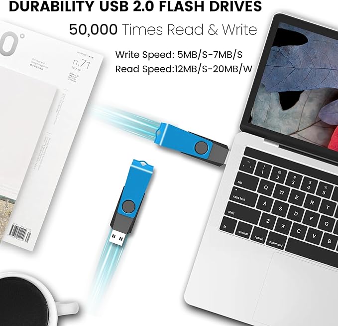 4GB USB Flash Drive 20 Pack AGECASH Thumb Drives Bulk USB 2.0 Flash Zip Drives Unique Blue Swivel Jump Drive Multipack with Label Lanyard Memory Stick Pendrive 4GB for Data Storage
