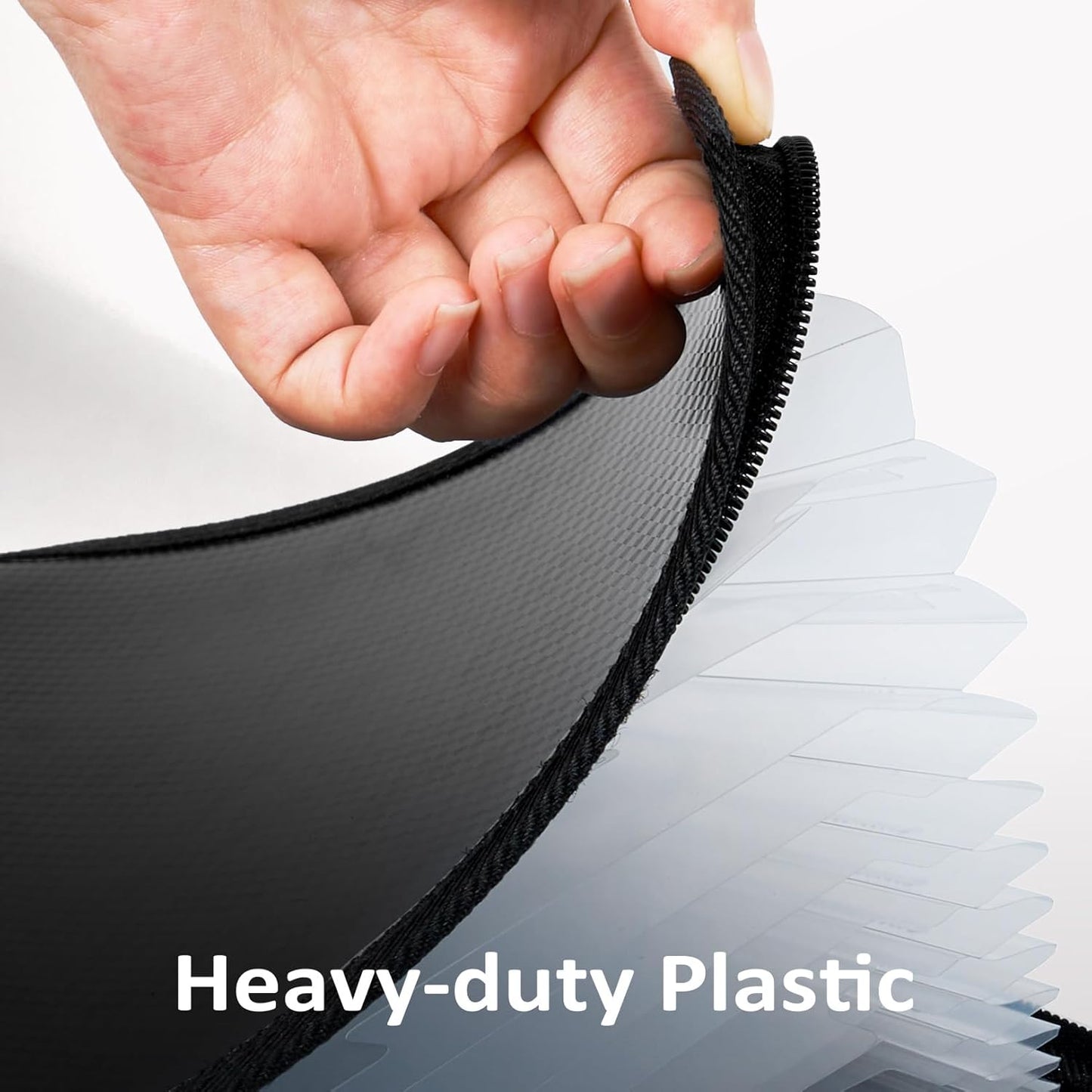 Sooez 13 Pocket Accordion File Organizer, Zipper Expanding File Folder Organizer, Reinforced Plastic Accordion Folder, A4 Letter Size, Portable Folders for Documents, Black