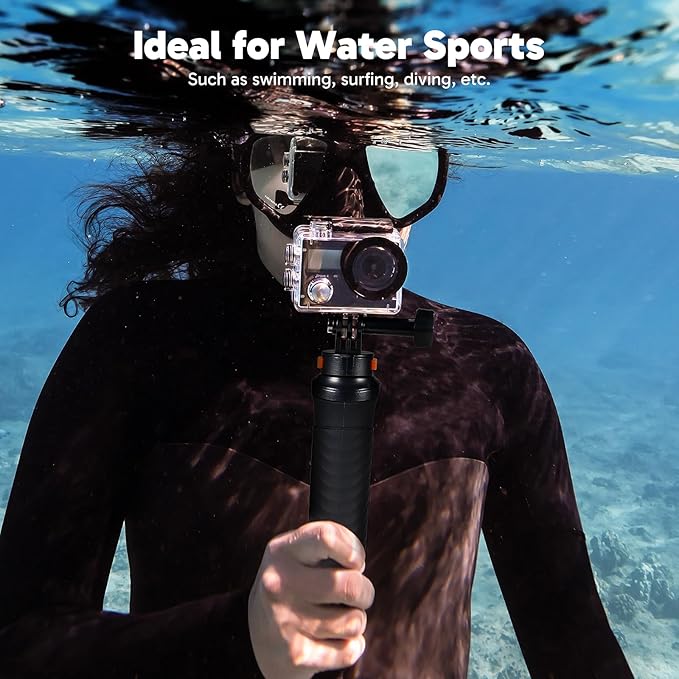 AKASO Brave 4 Action Camera with Waterproof Floating Hand Grip and Carry Bag Bundle - 4K30 20MP Ultra Hd EIS 131ft Underwater Camera 5xZoom Dual Screen with Helmet and Bicycle Accessories Kit