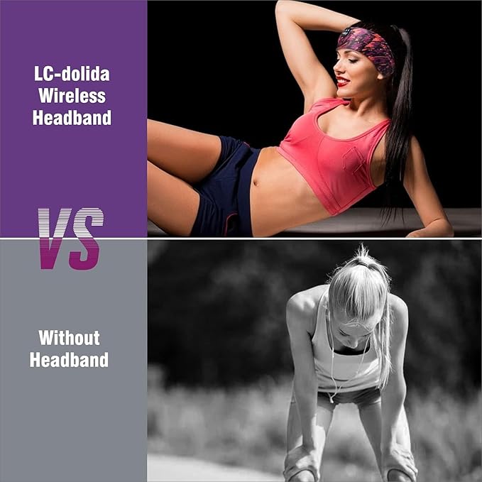 LC-dolida Sleep Headphones Bluetooth Headband, Wireless Headband with HD Speakers, Headphones Wireless for Side Sleepers, Sport, Yoga, Travel, Gifts for Mom, Men, Women, Teens, Kids