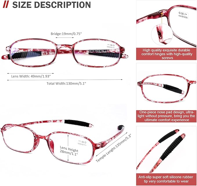 AQWANO 2 Pack Blue Light Blocking Computer Reading Glasses UV Protection Flexible TR90 Frame Lightweight Readers Glasses for Women Men +1.5