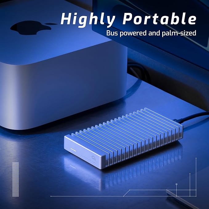 OWC 8TB Express 1M2 40Gb/s Portable NVMe SSD USB4 (Thunderbolt Compatible/USB-C) Ultra Fast External SSD Drive with Aluminum Heat Sink Enclosure