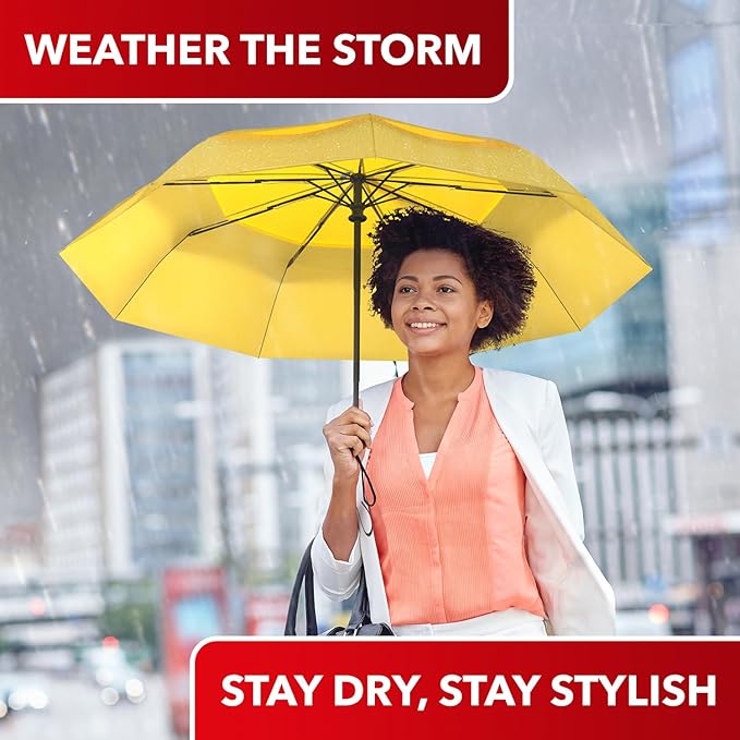 REPEL Windproof Travel Umbrella - Compact & Withstands Winds up to 85MPH , Strongest Premium Auto Folding Umbrella for Rain and Sun - Durable, Light & Portable for Women & Men , Fits Backpack & Cars