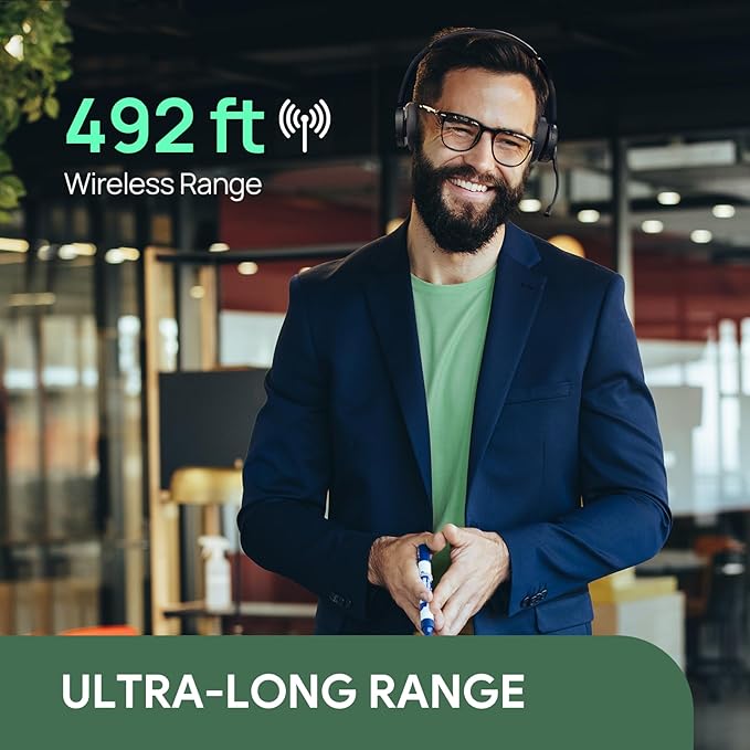 Yealink WH64 Hybrid DECT& Bluetooth Wireless Headset,492ft Range Dual UC Zoom Headphones with DECT Dongle, 3X Noise Cancelling Mic, 32HTalk Time, Office Work Portable Headsets for PC,Cellphone,Laptop