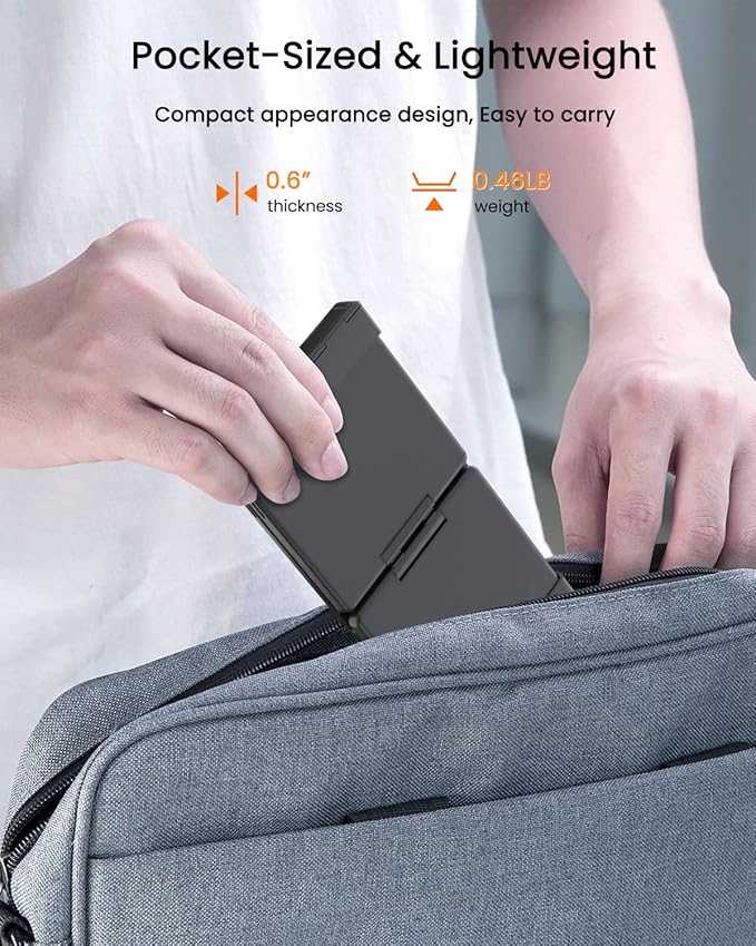 Foldable Bluetooth Keyboard, Wireless Portable Keyboard with Larger Touchpad, Pocket-Sized Folding Travel Keyboard for MacOS Android Windows iOS, Sync Up to 3 Devices (BT5.1 x 3)