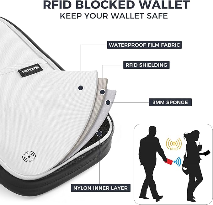 Travel Passport Holder, Large Family Passport Walle for Men Women RFID Passport Cover Lightweight Portable Document Organizer with Wrist Strap (White)