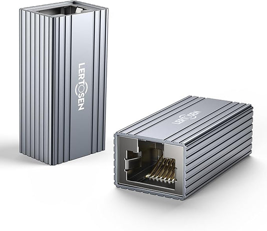 Ethernet Extender 10Gbps, 2 Pack Ethernet Coupler Connector for Cat8 Cat7 Cat6 Cat5 Cable, 328ft Long Distance Extend, Aluminum Alloy Shell