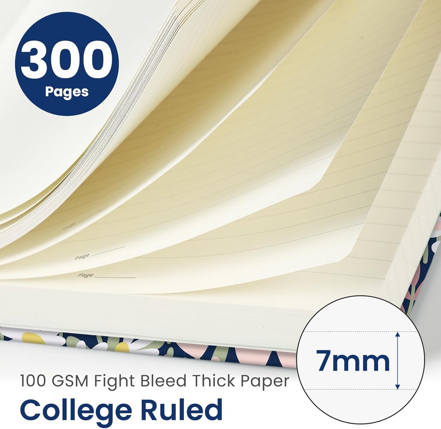 Lined Spiral Notebook Journal for Work, 300 Pages Thick B5 (7.1"x10") College Ruled Journal for Women & Writing, Hardcover Notebook for Note Taking, Perfect for Office Home School, Spring Meadow