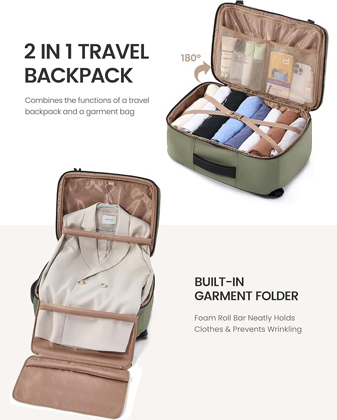 LOVEVOOK Travel Backpack for Women Men with Garment Bag, 50L Carry on Backpack as TSA Personal Item Flight Approved, Luggage Daypack Fits 17.3" Laptop, Overnight Business Weekender Travel Essential