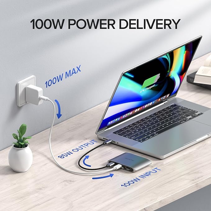 6-in-1 USB C Hub with 4K HDMI,3 USBC 10 Gbps Data Ports, Full-Featured USB-C（100W Power Delivery+10 Gbps Data Ports+4K DP）