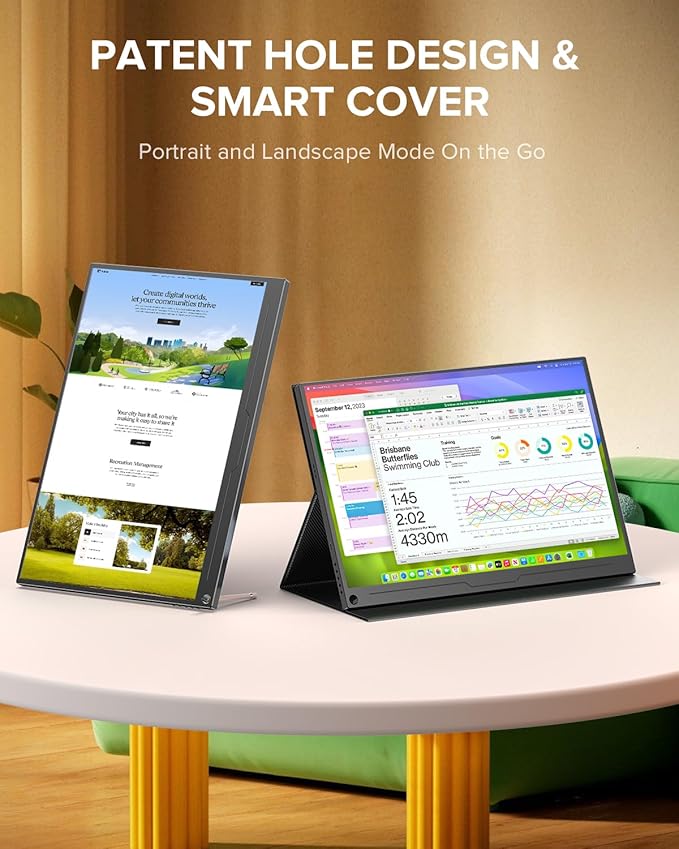 UPERFECT 2.5K QLED Portable Monitor, 16" 2560x1600 QHD Portable Gaming Monitor HDR FreeSync Laptop Monitor w/VESA & Smart Case Matte Eye Care External Second Screen for PC Laptop Phone Game Console