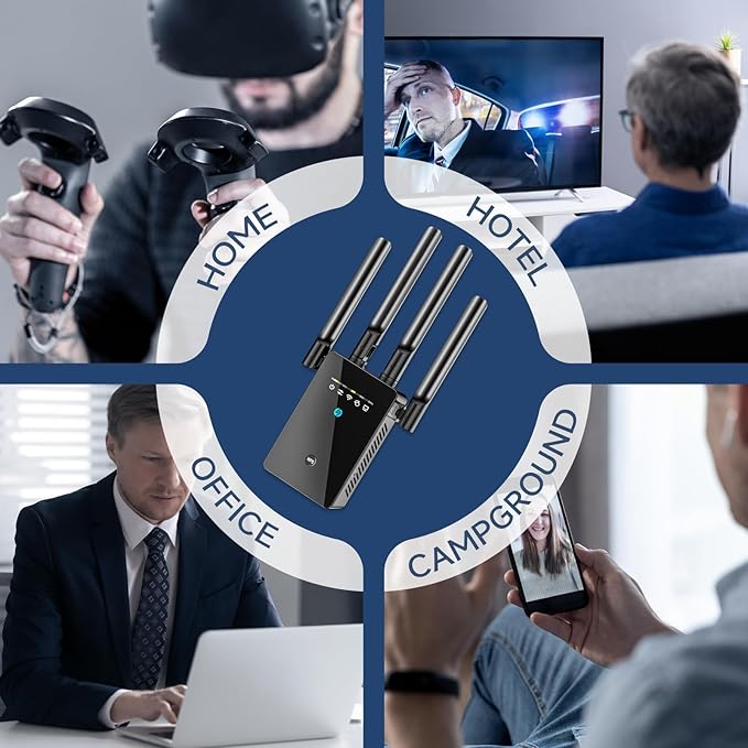 2025 Best WiFi Extender Signal Booster - 6X Faster Internet Extender WiFi Booster for Home, Long Range up to 15,588 Sq Ft, WiFi Repeater w/Ethernet Port, 1-Tap Setup, Compatible with Wireless Routers