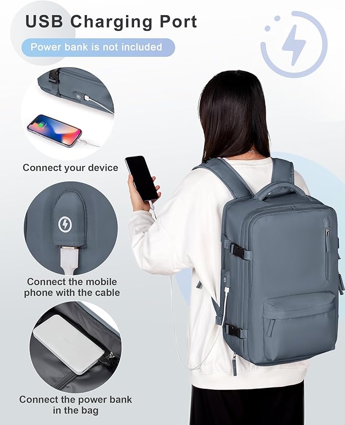 VECAVE Carry On Backpack for Women,Large Travel Backpack Flight Approved,Waterproof 14 Inch Laptop Backpack Business Work Backpacks Men Mochila De Viaje Blue