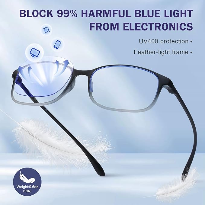 AQWANO 3 Pack Computer Reading Glasses Men Women Blue Light Blocking, Lightweight TR90 Flexible Frame Readers Glasses Anti Glare, No Rubber Frames 2.0