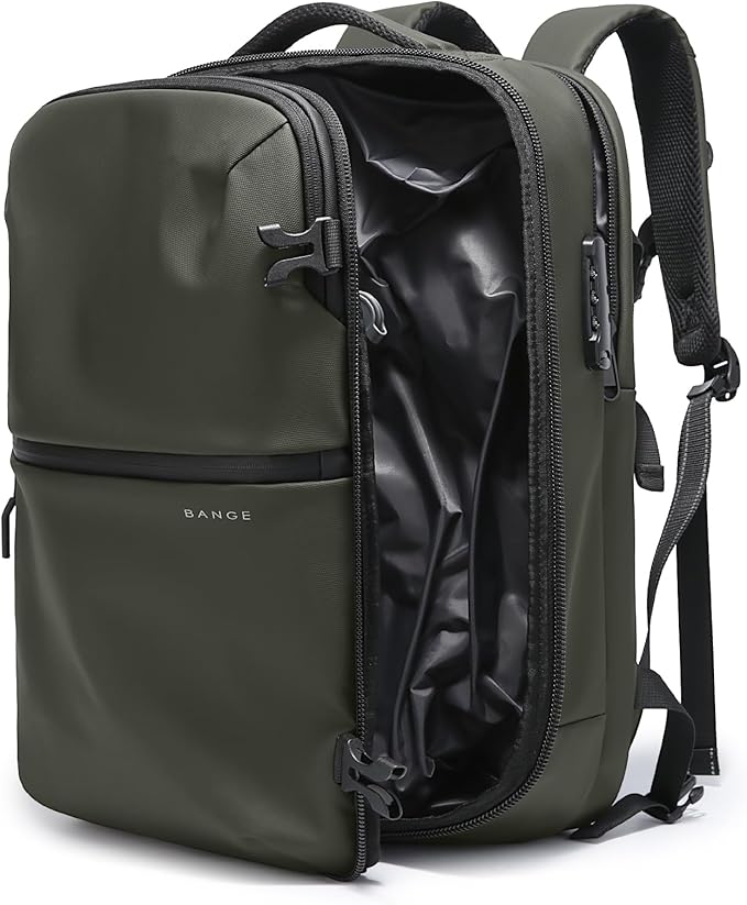 BANGE Travel Backpack with Vacuum Pocket and TSA lock version can hold 15.6 inch Laptop suitable Overnight Flight Approved Anti-theft Bag