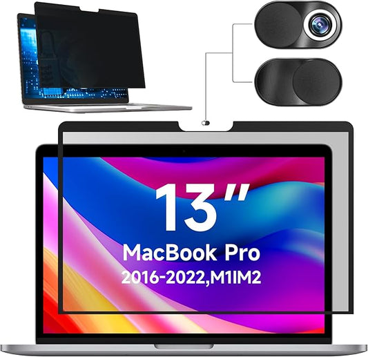 Mamol Privacy Screen for MacBook Pro 13 Inch(2016-2022, M1, M2) & MacBook Air 13" (2018-2021, M1), MagicSuction Removable Vacuum Adsorption Anti Spy