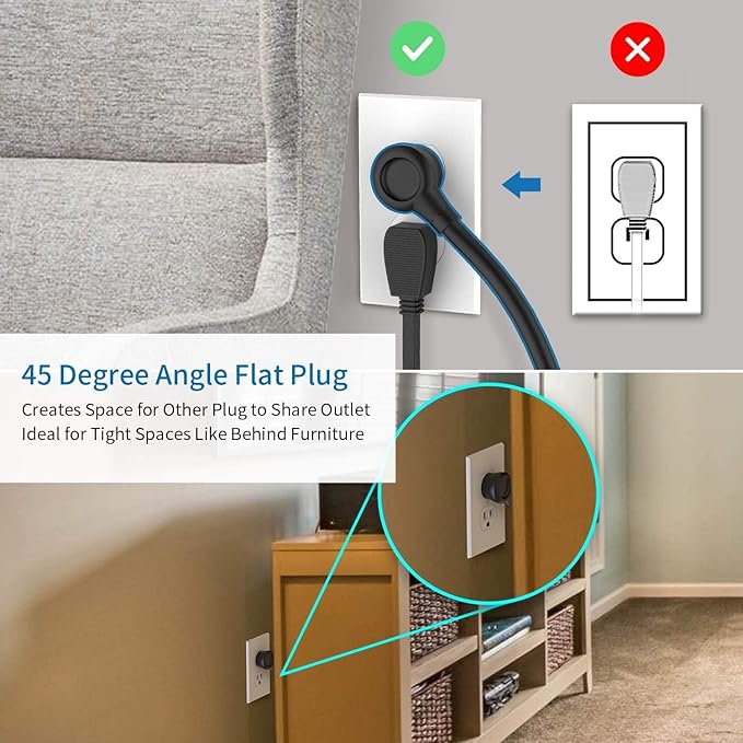 Travel Power Strip with USB Ports, NTONPOWER 4ft Flat Plug Wrapped Around Short Extension Cord with 4 Outlets 3 USB Ports, Compact for Cruise Travel Essential Hotel Home Office, Black