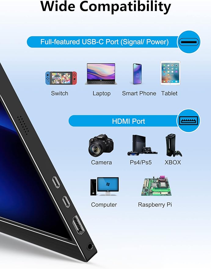 2.5K Portable Monitor, 17.3" QHD IPS Laptop Screen, VESA USB C HDMI Second Computer Gaming Display with 2 Speakers, Travel Monitor for MacBook Phone PS4/5 PC Phone Xbox Switch