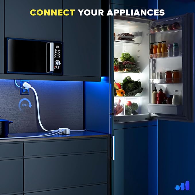 Maximm 5ft Extension Cord – 2-Prong Flat 360° Rotating Plug – Compact Mid-Length Power Cable – Ideal for Tight Spaces – UL Certified – White