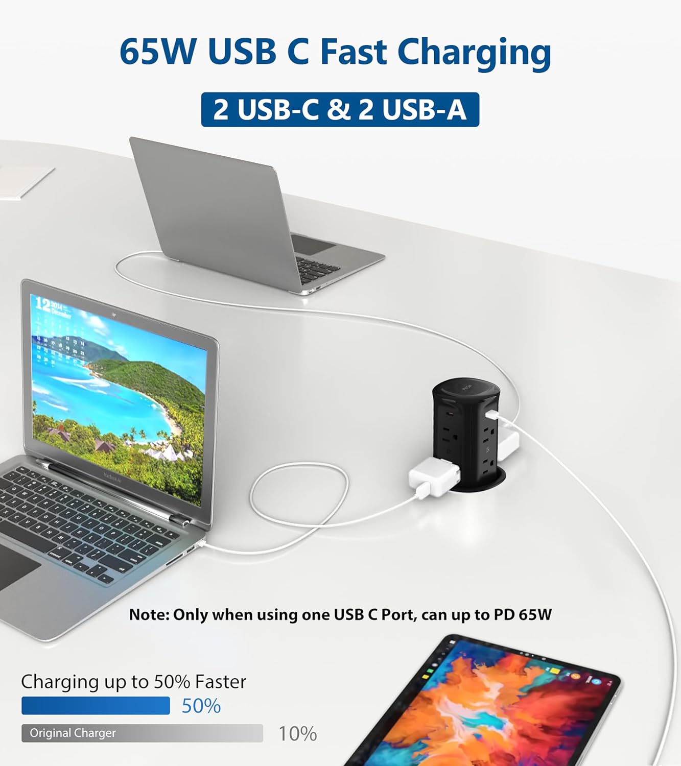 Jgstkcity Pop up Outlet for Countertop,65W USB C Fast Charging,15W Wireless Charger,13-in-1 Kitchen Island Electrical Power Station,4 USB,8 Outlets,15A Surge Protector,3.15'' Hole,ETL Listed,Black