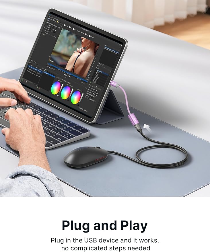 JSAUX USB C to USB 3.0 Adapter [2 Pack], USB C Male to USB Female OTG Cable Adapter Compatible with MacBook Pro/Air, iPhone 16 Pro Max/16 Plus/16e/15, Samsung Galaxy S25/S24/S23-Purple