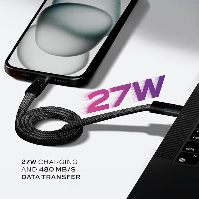 Statik MagStack USB to USB C Cable, Magnetic Anti Tangle Flat A to Type C Charger Fast Charging Cord, Magnetic Charging Cable, Compatible with iPhone 16 Pro Max, 15, Galaxy S24 Ultra, 27W 3FT/1M