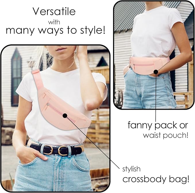 MAXTOP Large Crossbody Fanny Pack with 4-Zipper Pockets,Gifts for Enjoy Sports Festival Workout Traveling Running Casual Hands-Free Wallets Waist Pack Phone Bag Carrying All Phones