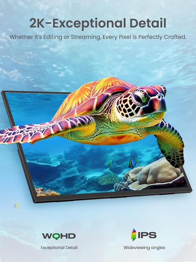 Portable Monitor Touchscreen 24.5”, 2K 165HZ Gaming Touch Monitor with FreeSync, 0.1ms, 180° Adjustable Kickstand & VESA, USB-C & HDMI, 400Nits IPS Large Travel Second Screen for Laptop, Game Console