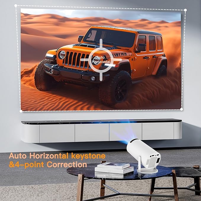 Mini Projector with WiFi and Bluetooth, 4K 1080P Support Portable Projector, 180ANSI, Android 13, Auto Keystone Correction, 30"-200" Screen Video Projector for Laptop, PC, Smartphone