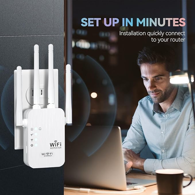 WiFi Extender, 2025 Fastest WiFi Booster,WiFi Extenders Signal Booster for Home, WiFi Repeater with Ethernet Port Covers up to 9880sq. ft and 55 Devices-Medium-2.4GHZ