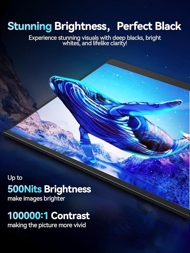 OLED Portable Monitor 16", 3K 2880x1800 120Hz 0.1ms Portable Gaming Display，500 Nits Brightness| 100000:1 Contrast| 100% DCI-P3| 8-Bit+FRC| Ultra-Slim Travel Monitor for Laptop PC Phone Game Consoles