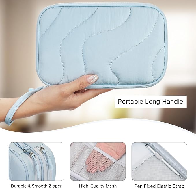 Skycase Tech Pouch - Lightweight Electronics Organizer Travel Case, Double Layers Travel Cable Organizer, All-in-One Storage Bag for Charger, Cord, Phone, Flash Drive, Accessories