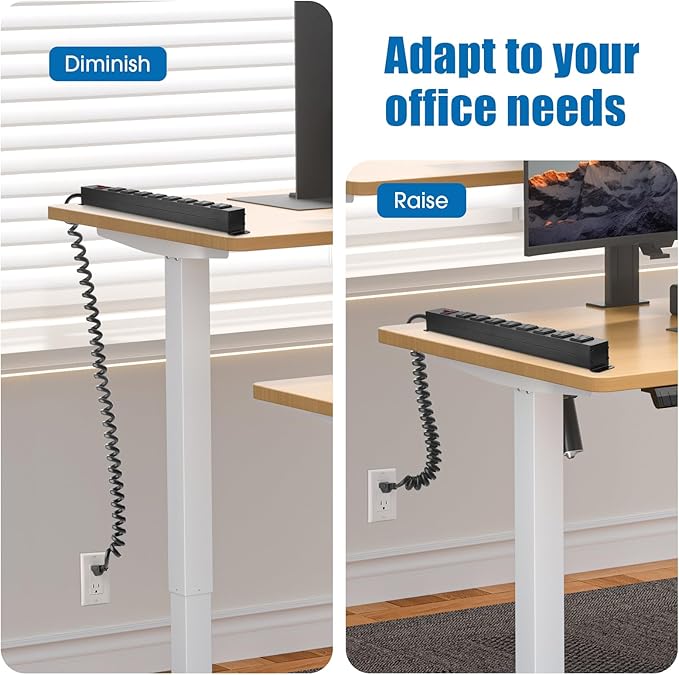 HHSOET 8 Outlet Metal Wall Mount Power Strip, Mountable Outlet with Switch, Heavy Duty Wide Spaced Surge Protector, 10 FT SJT 14AWG Black Spring Cord.