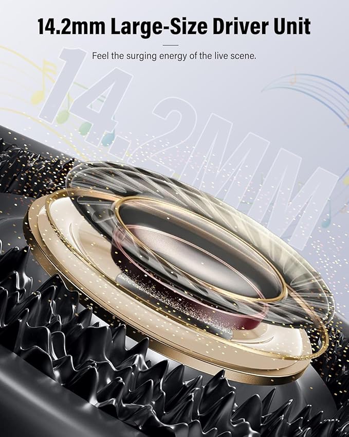 Wireless Earbuds, Bluetooth 5.4 Headphones Bass Stereo, Ear Buds with Noise Cancelling Mic, LED Display in Ear Earphones Clear Calls, IP7 Waterproof Bluetooth Earbuds for Laptop/Phones/Sports, Brown