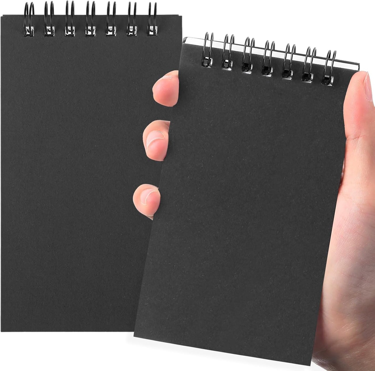 Tenceur 2 Pcs Pocket Notebook Bulk Small 3x5 Inch Spiral Notepads Mini Top Bound Notebook with Lined 120 Pages Ruled Memo Pads for Office College Nurse Essentials Back to School Gift (Black)