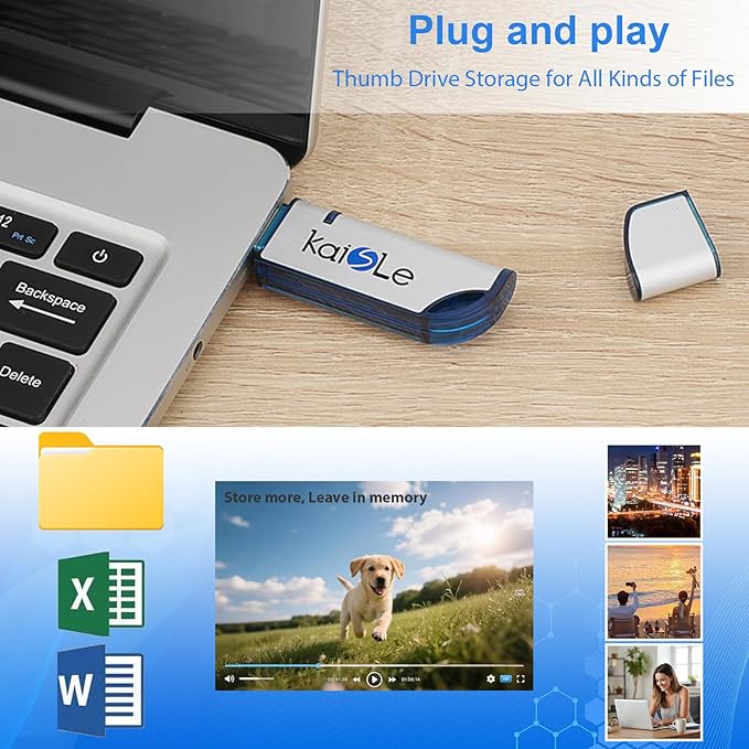 64GB USB Flash Drive, External USB Flash Memory Storage Thumb Drive, Portable Flashdrive with Keychain, 64 GB USB 2.0 Memory Stick exFAT Data Storage Jump Drives for Computers