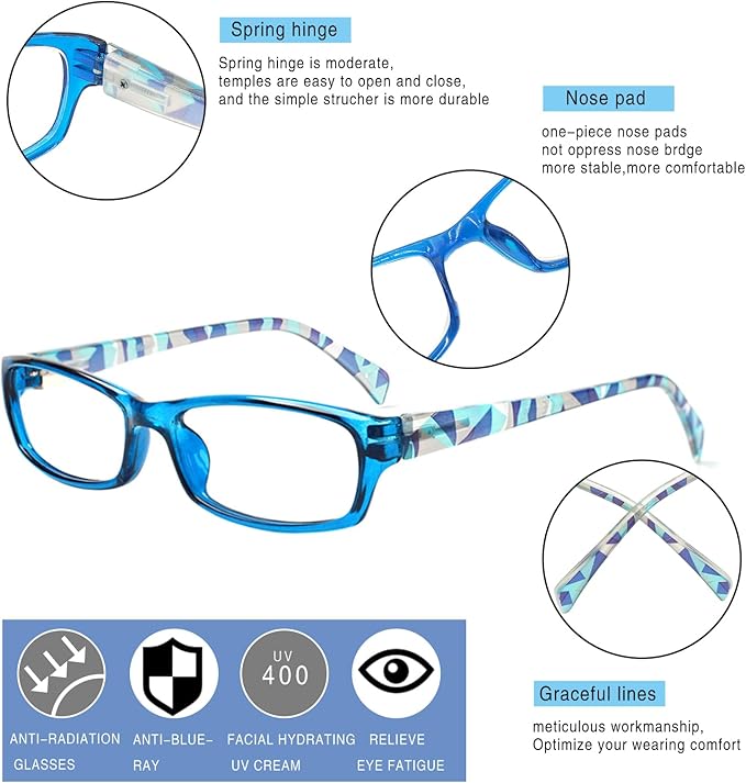 Henotin 6-Pack Reading Glasses Blue Light Blocking Anti Eyestrain Computer Reading Glasses for Women and Men Readers (Mix Color-A, 2.50, Diopters)