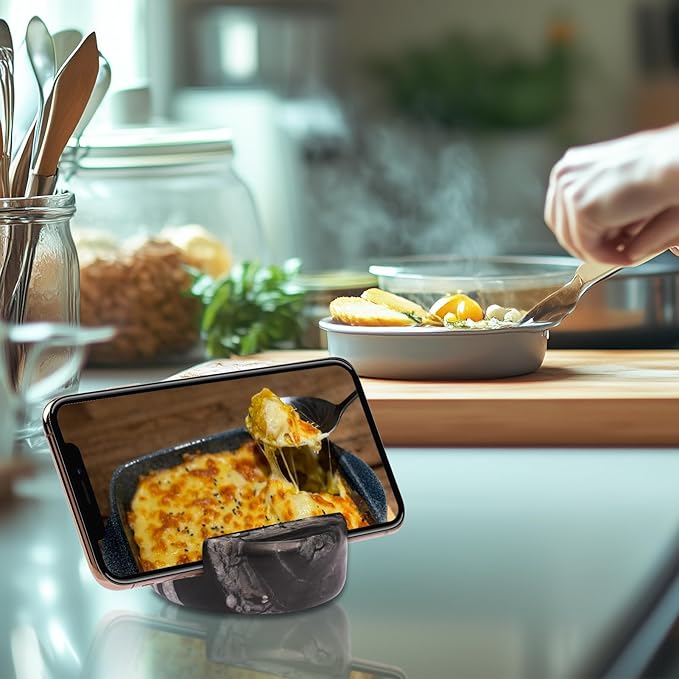 Marble Phone Stand for Desk - Cell Phone Holder for Nightstand Office Decor Telephone Boho Black Marble Kitchen Accessories